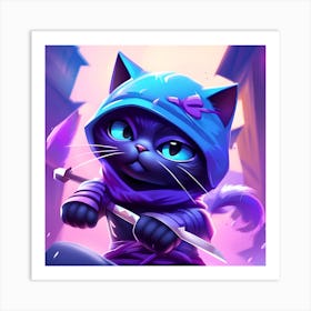 Purple Cat With Blue Eyes Art Print