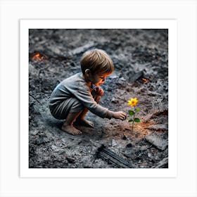 Child With A Flower Art Print