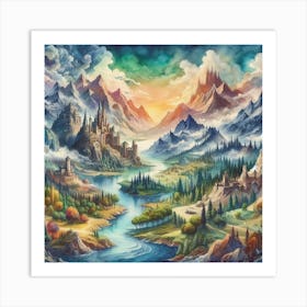 Fantasy Landscape Painting 1 Art Print