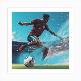 Soccer Player Kicking A Ball Art Print