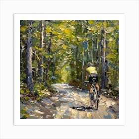 Cyclist In The Woods Art Print