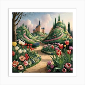 Tulips In The Garden 51 Art Print