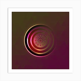 Geometric Neon Glyph on Jewel Tone Triangle Pattern 017 Art Print