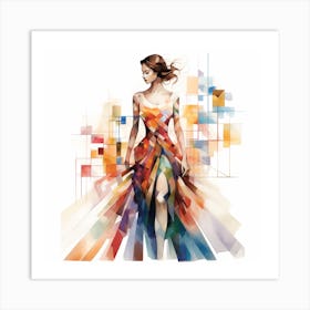 Woman In A Colorful Dress Art Print