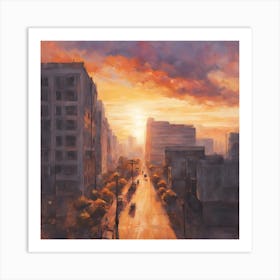 Sunset Cityscape Art Print