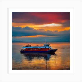 Sunset On A Ferry 17 Art Print