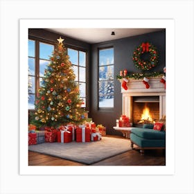 Christmas Tree In The Living Room 125 Art Print