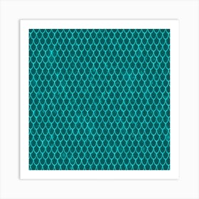 Cyan Mermaid Pattern Background Art Print