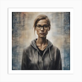 A Mixed Media Portrait Of A Female Computer Programmer Digital Art Screen Print Wheat Paste Poster Art Print