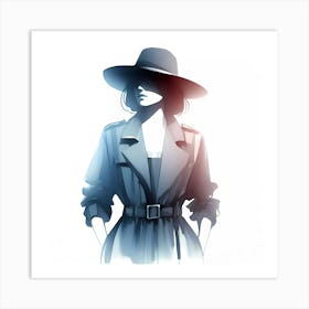 Woman In A Trench Coat Art Print