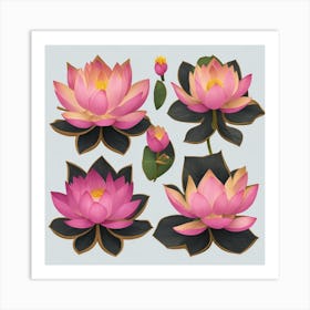 Lotus Flower Set Art Print