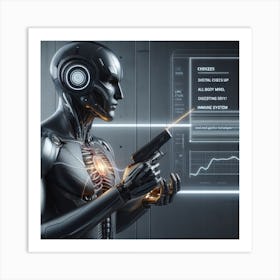 Robot Holding A Gun Art Print