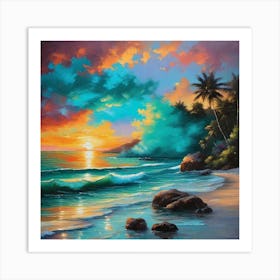 Sunset At The Beach 764 Art Print