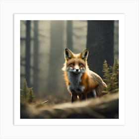 Fox In The Forest 38 Art Print