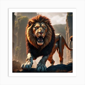 Lion Roaring Art Print