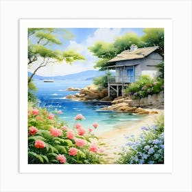 Beach House By The Sea Art Print