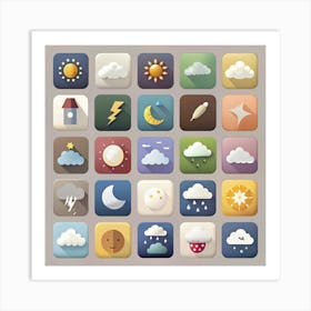 Weather Icons Set 5 Art Print