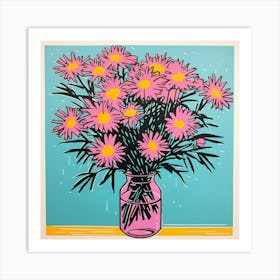 Asters 3 Pop Art Illustration Square Art Print