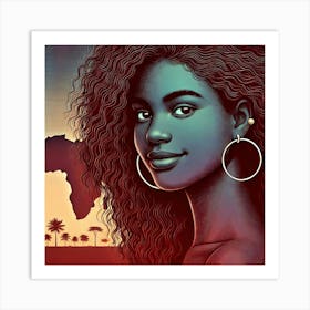 African Girl With Hoop Earrings Art Print