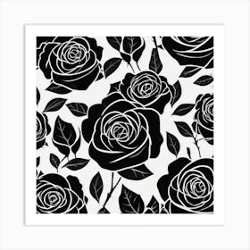 Black Roses Seamless Pattern Art Print