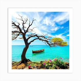 Lone Tree On The Beach Poster