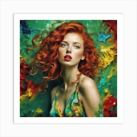 Beautiful Woman With Red Hair Art Print