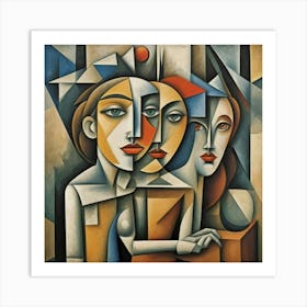 cubism woman face Art Print