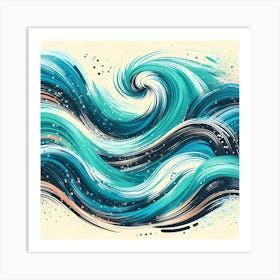 Abstract Watercolor Sea Wave Art Print