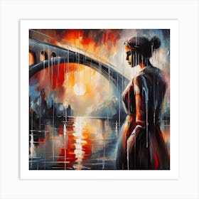 Woman In The Rain Art Print