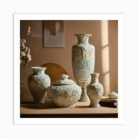 Vases On A Table Art Print