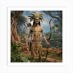 Indian Man With Bow And Arrow Art Print