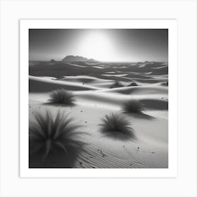 Sahara Countryside Peaceful Landscape Black And White Still Digital Art Perfect Composition Beau (5) Art Print