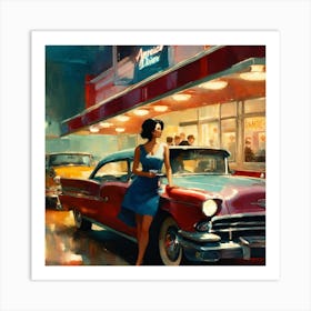 Lady At The Diner Art Print