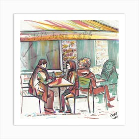 Lyon Street Cafe Talks Square Art Print