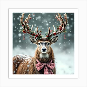 Deer In The Snow Art Print