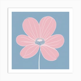 A White And Pink Flower In Minimalist Style Square Composition 22 Art Print