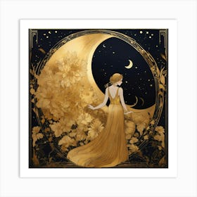 Golden Moon 1 Art Print