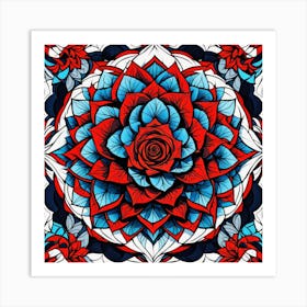 Red And Blue Flower Art Print