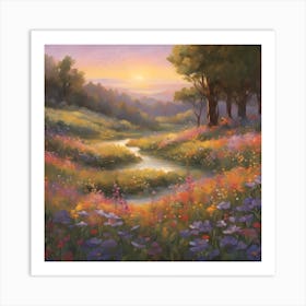 Sunset In The Meadow 1 Art Print