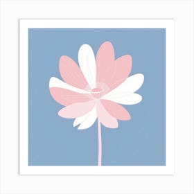 A White And Pink Flower In Minimalist Style Square Composition 551 Art Print