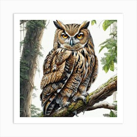 Owl In The Woods 60 Art Print