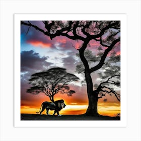 Lion At Sunset 16 Art Print