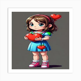 Girl Holding Heart Art Print