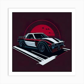 Car Red Artwork Of Graphic Design Flat (290) Art Print