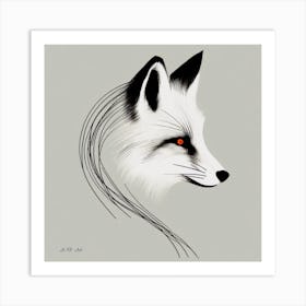 Fox Head Inimal Illustration With Some Pastel Color Contrast Art Print