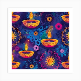 Diwali Themed Banner Texture Featuring Rangoli 1 Art Print