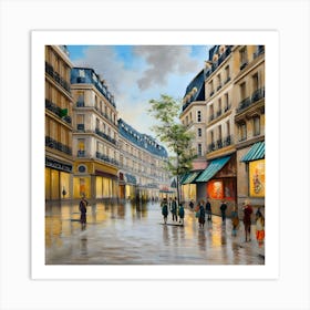 Rue Saint-Honoré Street in Paris During the 18th century. Art Print