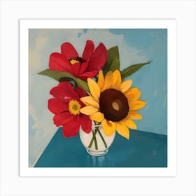 Sunflowers In A Vase Art Print