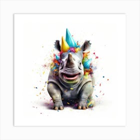 Birthday Rhino 2 Art Print