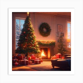 Christmas Tree In The Living Room 127 Art Print